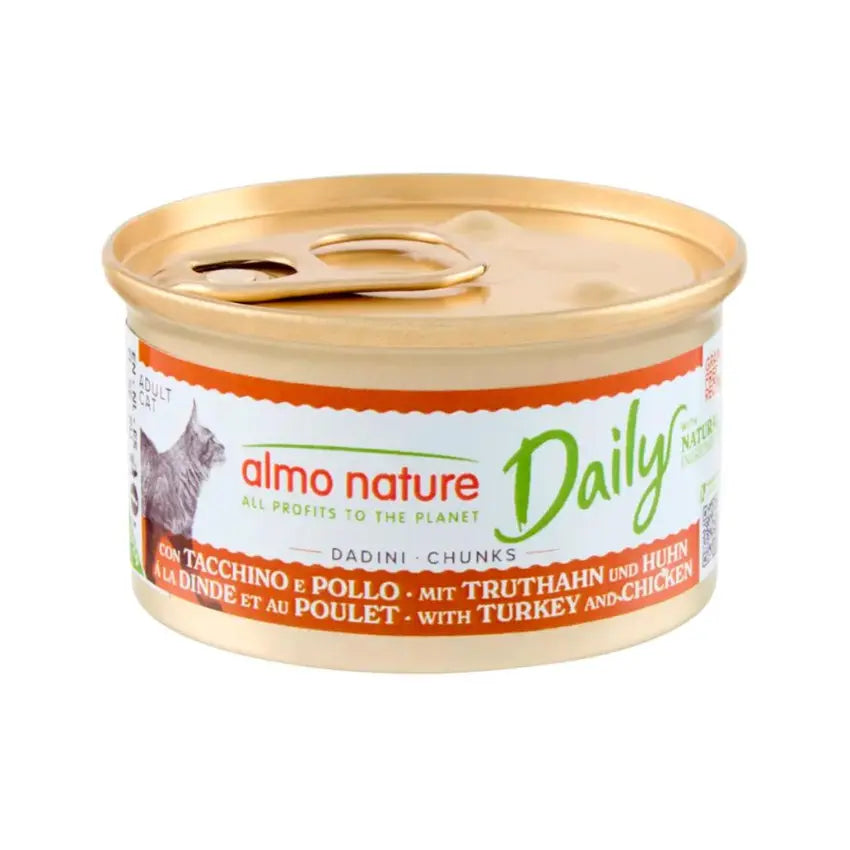 Almo Nature Cat Daily - Pedaços Peru e Frango - 24 x 85 gr - Gatursos