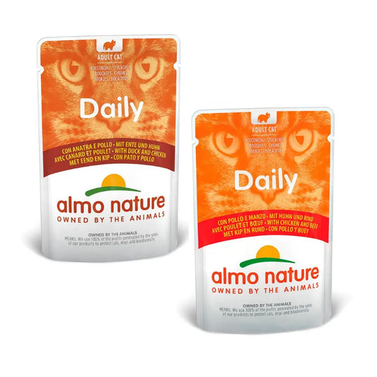 Almo Nature Cat Daily - Frango / Carne e Frango / Pato - 6 x 70 gr - Gatursos