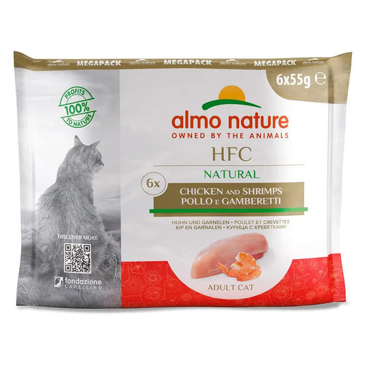 Almo Nature HFC Natural - Frango e Camarão - 6 x 55 gr - Gatursos