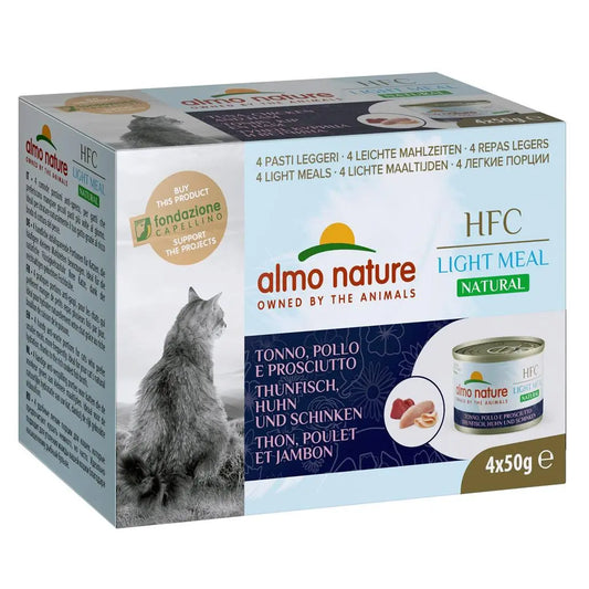 Almo Nature HFC Natural Light - Atum, Frango e Fiambre - 4 x 50 gr - Gatursos