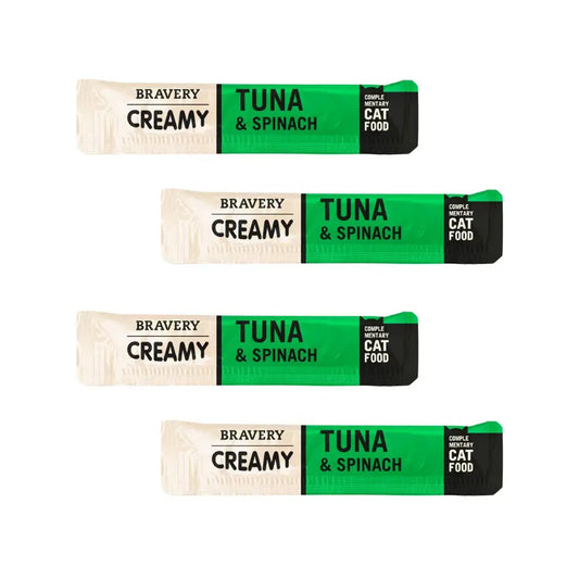 Foto a mostrar as 4 x 56 gr Bravery Creamy Atum e Espinafre
