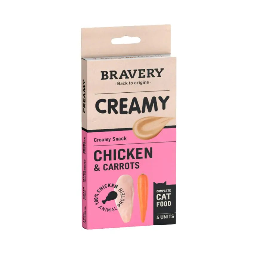 Bravery Creamy Frango e Cenoura - 4 x 56 gr - Gatursos