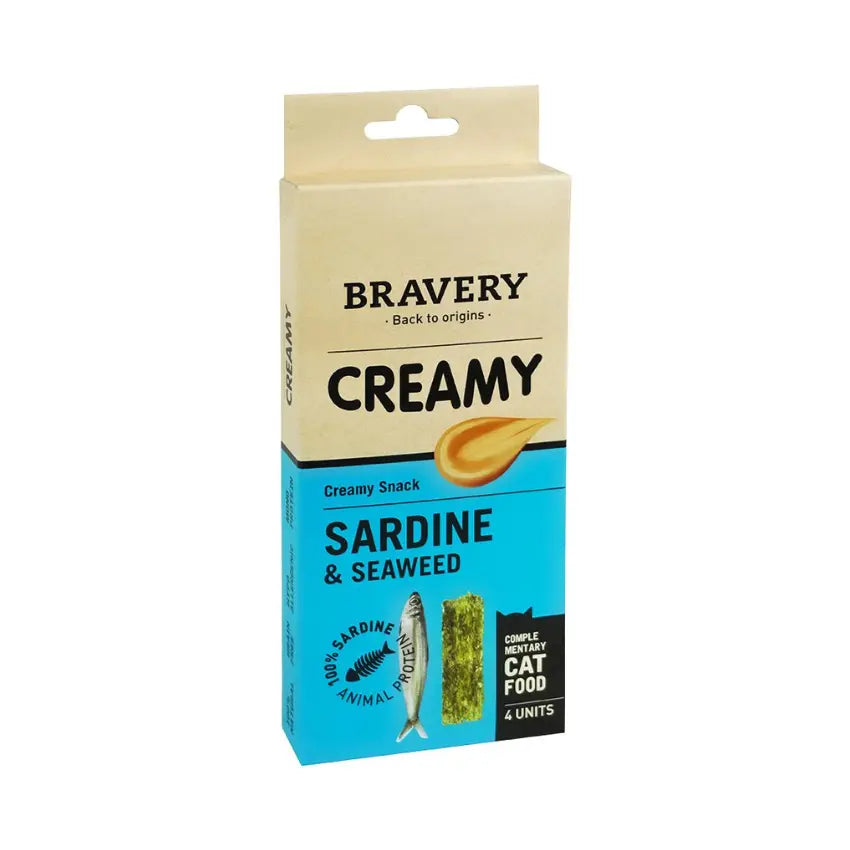 Bravery Creamy Sardinha e Algas - 4 x 56 gr - Gatursos