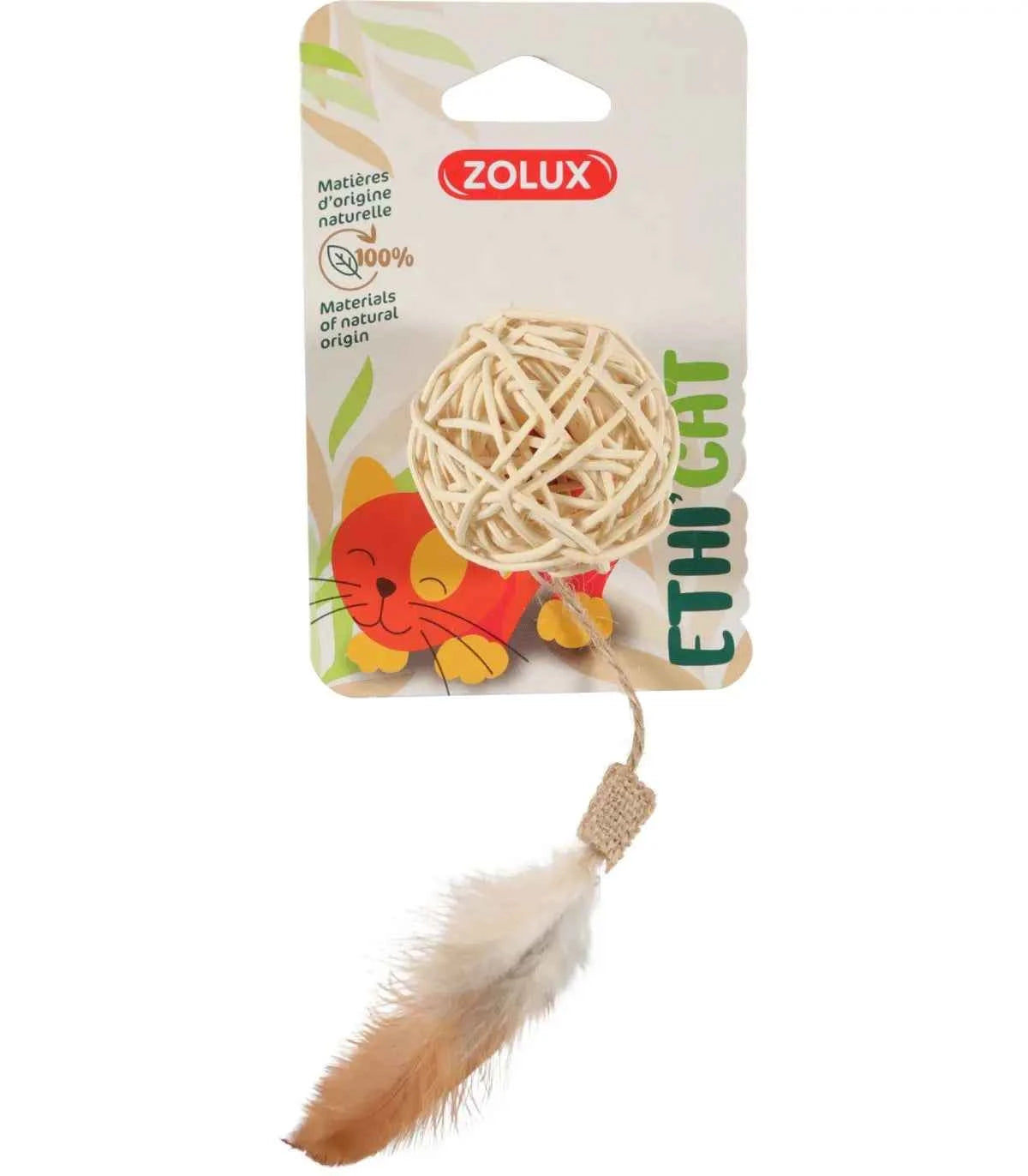 Brinquedo Bola em Rattan com Penas