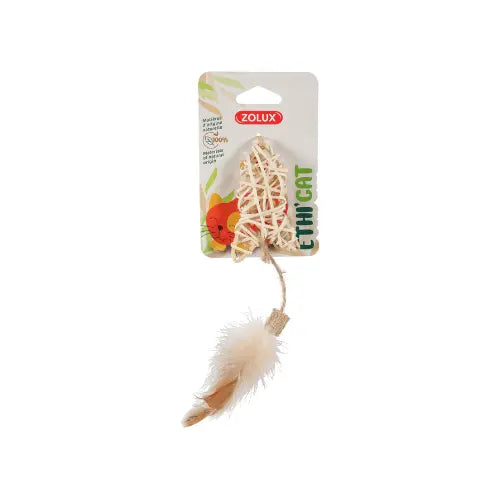 Brinquedo Peixe em Rattan com Penas