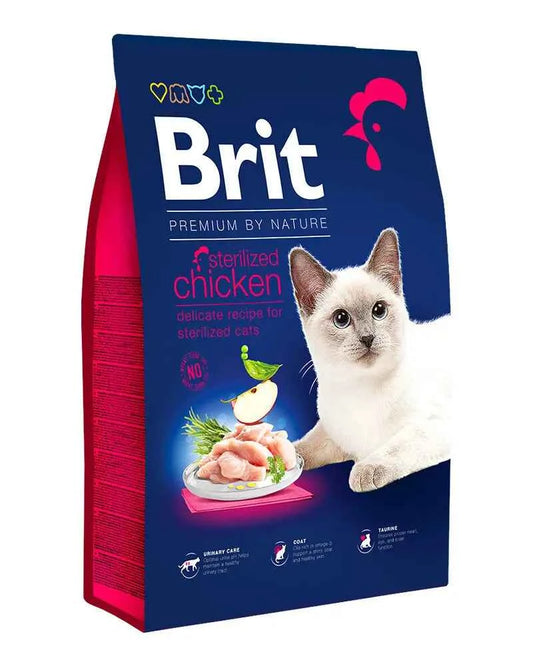 Ração Brit Premium Frango para gatos esterilizados em embalagem