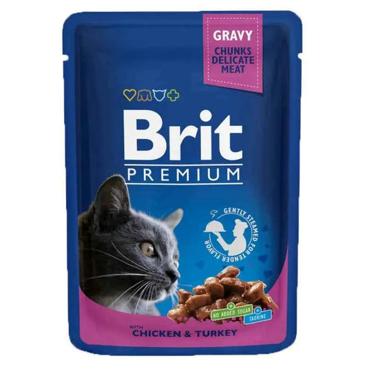 Saqueta de Brit Premium by Nature sabor frango e peru