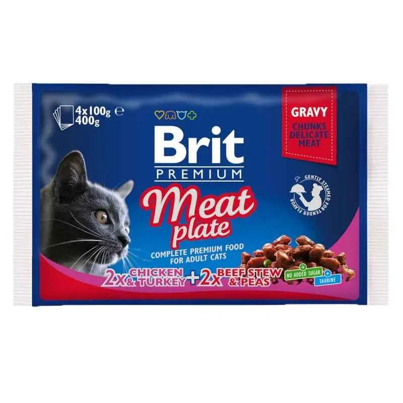 Ração húmida Brit Premium para gatos adultos – Multipack Carne