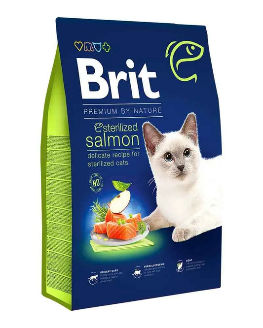 Embalagem da Ração seca Brit Premium Salmão para gatos esterilizados adultos