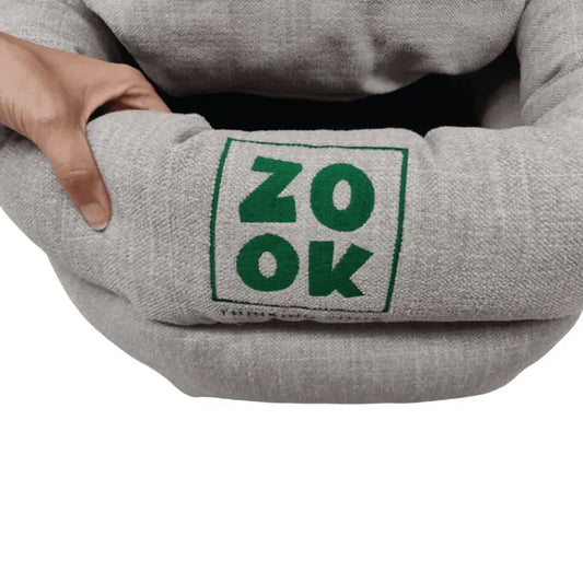 Detalhe do tecido cinza reciclado da Cama Dupla Zook Gravel