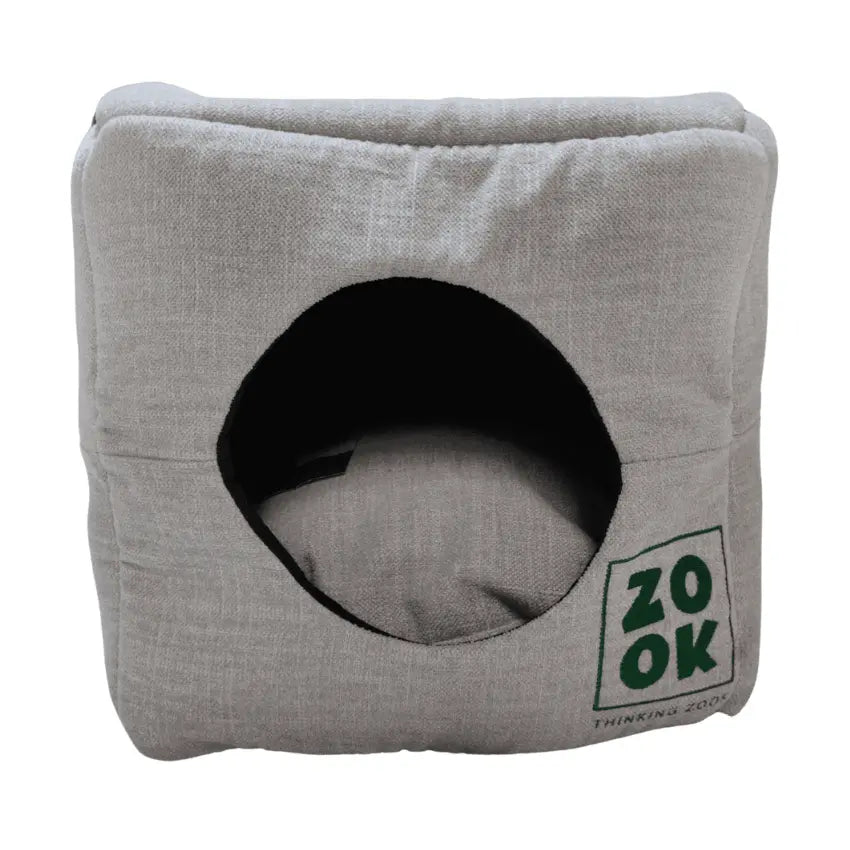 Ninho cubo 2 em 1 para gatos Zook Gravel – cama e abrigo sustentável com almofada lavável