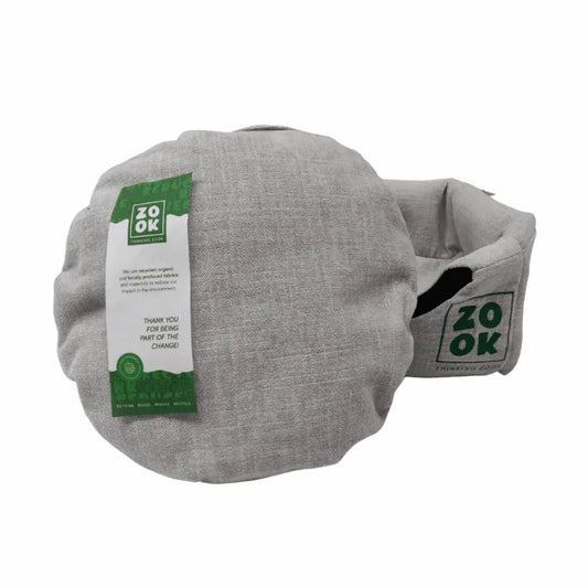 Vista detalhada do ninho cubo para gatos Zook Gravel, com materiais reciclados e almofada interior lavável.