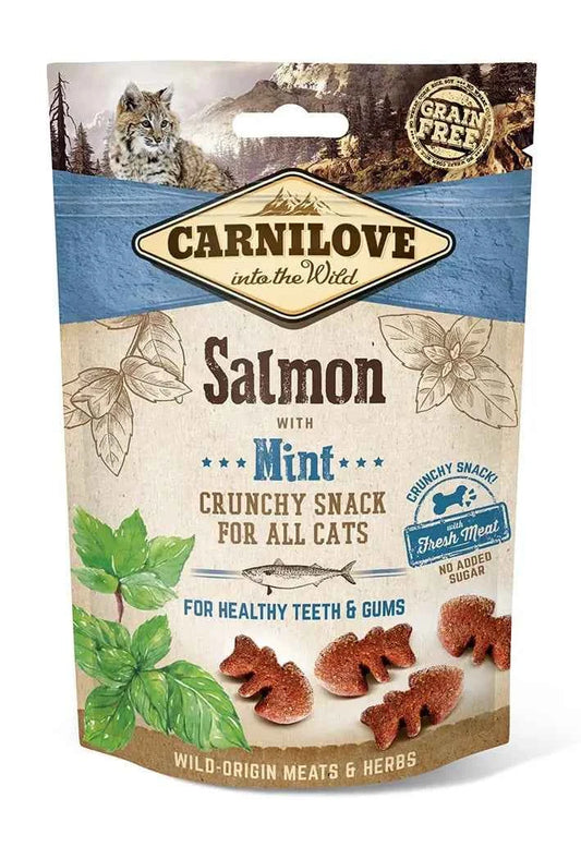 Snacks Crocantes Carnilove com Salmão e Menta – 100% Naturais