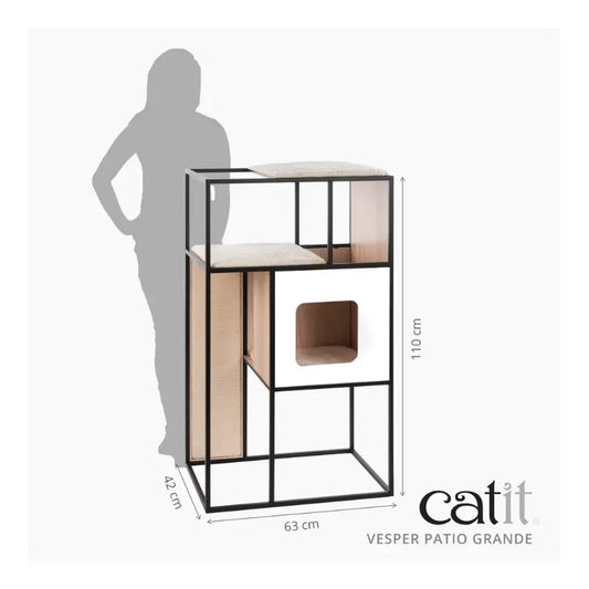 Catit Vesper PATIO Grande – Móvel de Design para Gatos com Arranhador e Refúgio Elevado