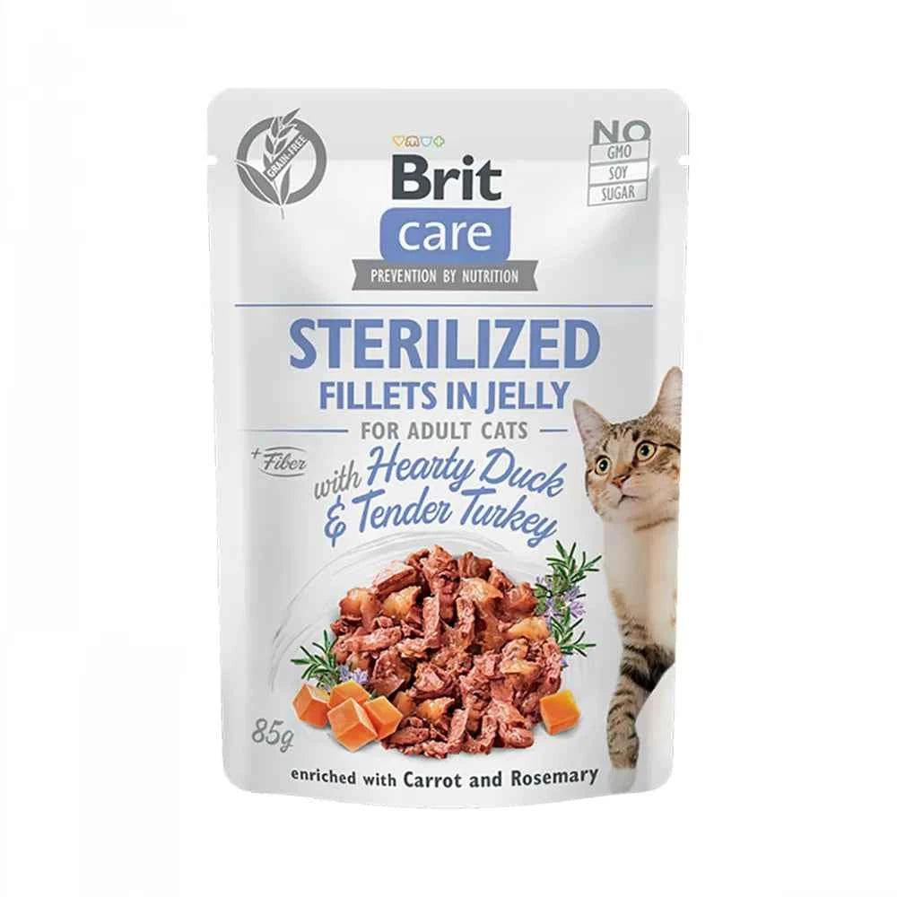 Brit Care Pato e Peru para Gatos Esterilizados - Geleia