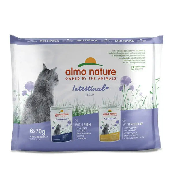 Pack completo com 6 saquetas do Almo Nature Cat Functional Intestinal Help Multipack