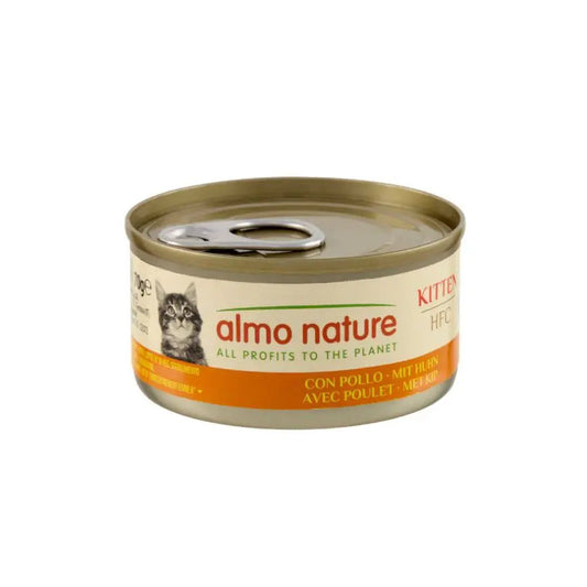 Lata de Almo Nature HFC para gatinhos sabor frango