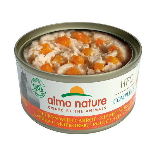 Conteúdo da lata Almo nature HFC complete frango com cenoura