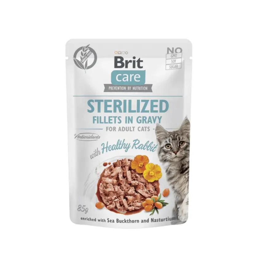 Embalagem da saqueta individual da comida húmida Brit Care sabor a coelho