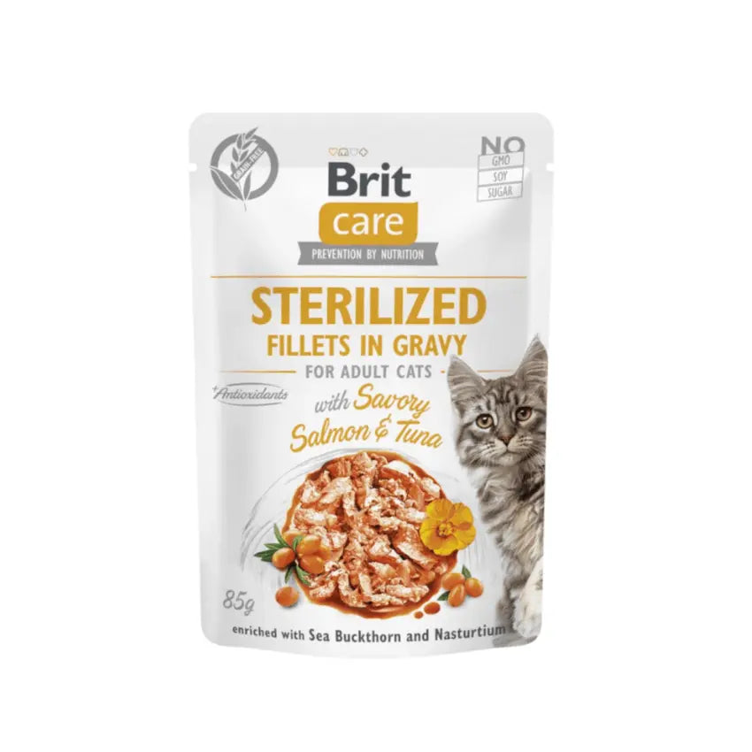 Saqueta de salmão e atum Brit Care Cat Sterilized