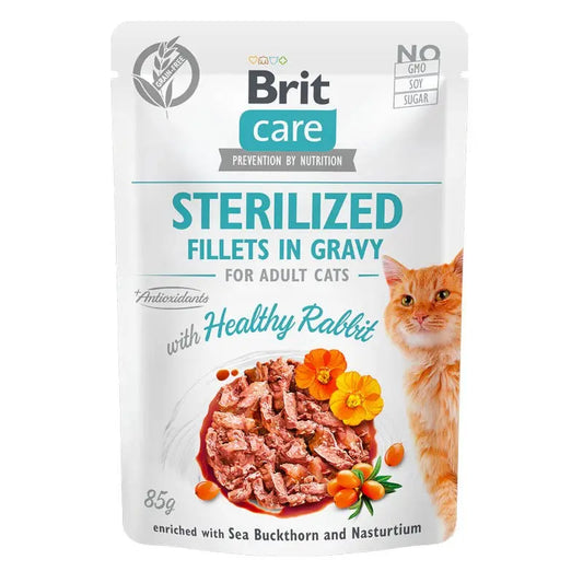 Brit Care Cat Grain Free Adult Sterilised Fillets in Gravy With Healthy Rabbit - Gatursos