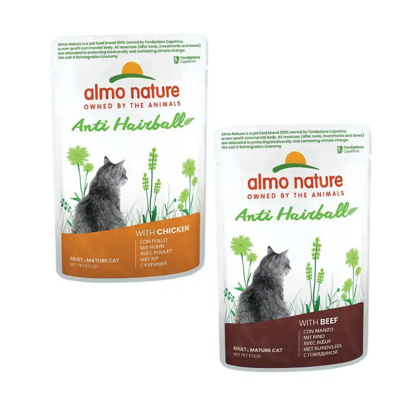 Saquetas de Almo Nature Anti-Hairball para gatos adultos