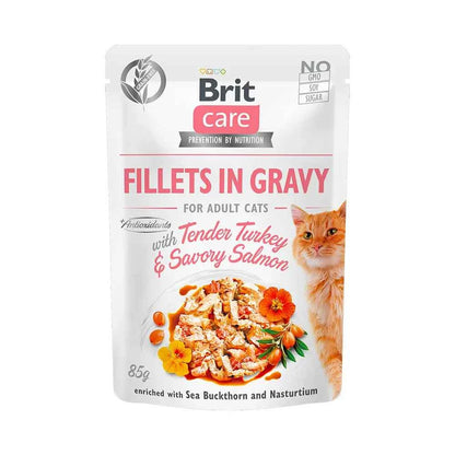 Comida húmida para gatos sensíveis - Peru e Salmão com molho